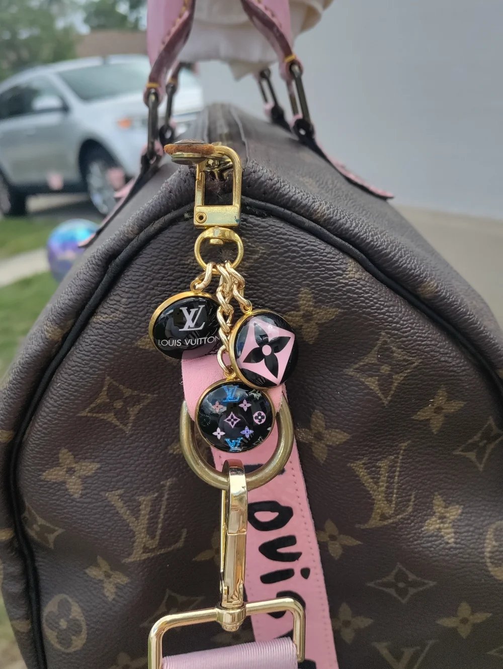 Louis Vuitton Speedy 35 Converted To Bandolier -Pink &Black - Picture 12 of 16